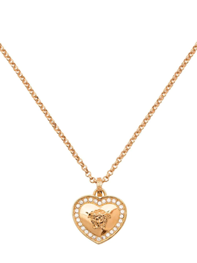 Shop Versace Medusa Heart-pendant Necklace In Gold