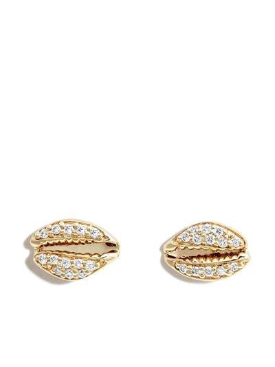 Shop Sydney Evan 14kt Yellow Gold Cowrie Shell Diamond Stud Earrings