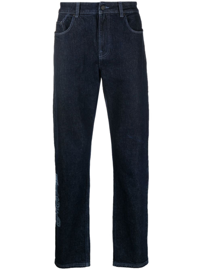 Shop Karl Lagerfeld High-rise Straight-leg Jeans In Blue