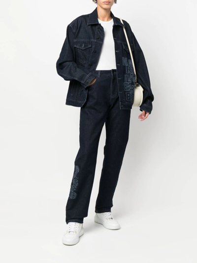Shop Karl Lagerfeld High-rise Straight-leg Jeans In Blue