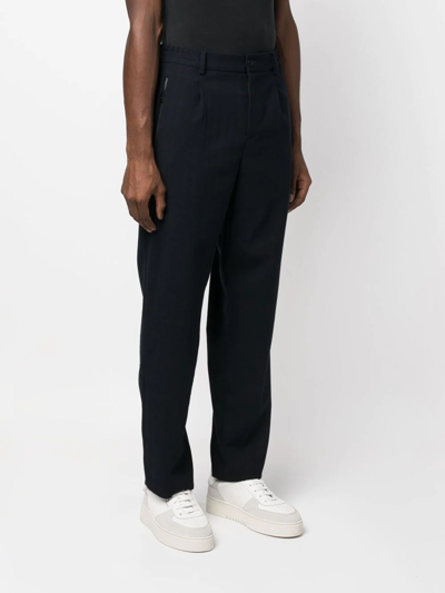 Shop Karl Lagerfeld Straight-leg Tailored Trousers In Blue
