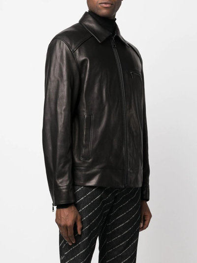 Shop Karl Lagerfeld Zipped Biker Jacket In Black