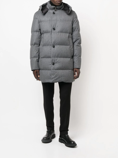 Woolrich Padded Button-down Parka Coat In Grey