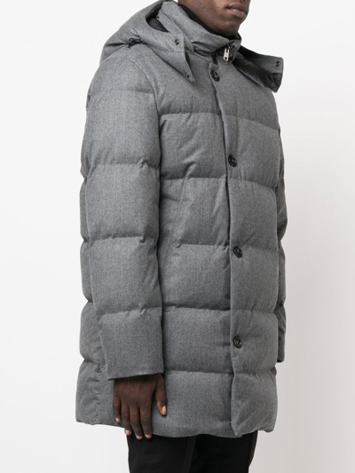 Woolrich Padded Button-down Parka Coat In Grey