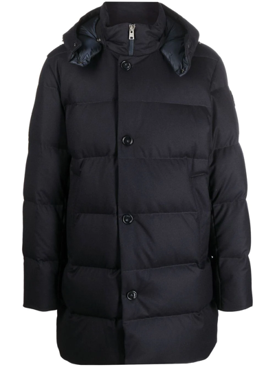 Woolrich Quilted Down Parka Coat In Blue