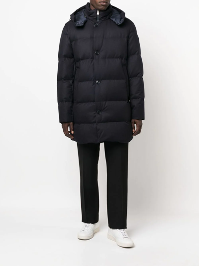 Woolrich Quilted Down Parka Coat In Blue