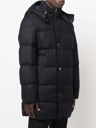 Woolrich Quilted Down Parka Coat In Blue