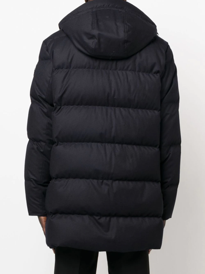 Woolrich Quilted Down Parka Coat In Blue