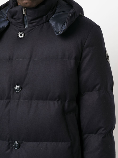 Shop Woolrich Quilted Down Parka Coat In Blue