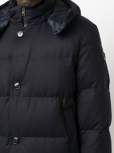 Woolrich Quilted Down Parka Coat In Blue