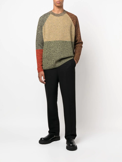 Woolrich Colour-block Ribbed-knit Jumper In Gold