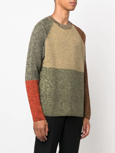 Woolrich Colour-block Ribbed-knit Jumper In Gold