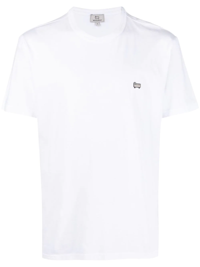 Shop Woolrich Sheep-embroidered Short-sleeve T-shirt In White