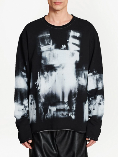Shop Balmain X-ray Print Sweatshirt In Black