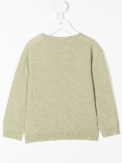 Shop Bonpoint Squirrel-print Long-sleeve Jumper In Green