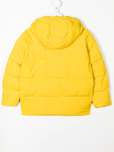 Shop Bonpoint Logo-patch Padded Jacket In Yellow