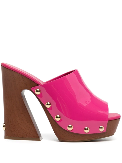 Shop Dolce & Gabbana High-shine Clog 130mm Mules In Pink