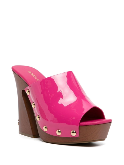 Shop Dolce & Gabbana High-shine Clog 130mm Mules In Pink