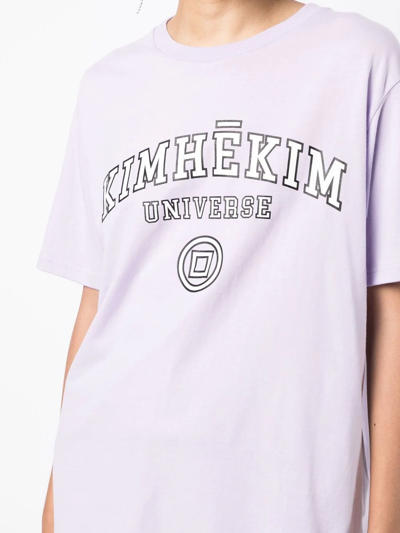 Shop Kimhēkim Logo-print Cotton T-short In Purple