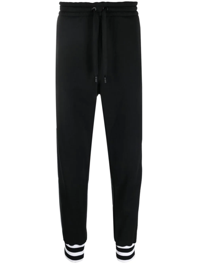 Shop Dolce & Gabbana Logo-patch Side-stripe Sweatpants In Black