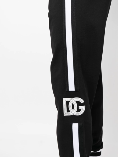 Shop Dolce & Gabbana Logo-patch Side-stripe Sweatpants In Black