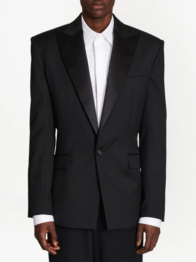 Shop Balmain Satin-lapel Blazer In Black