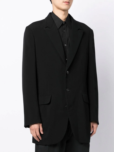 Shop Yohji Yamamoto Single-breasted Wool Blazer In Black