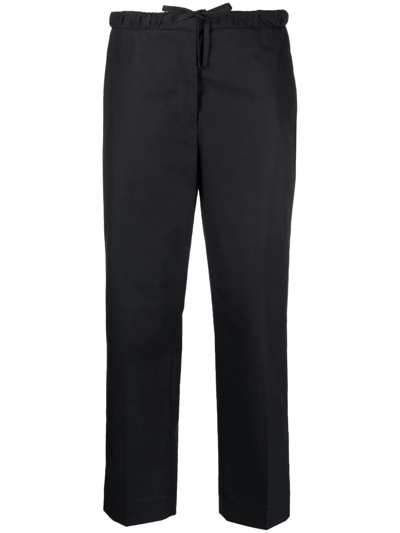 Shop Jil Sander Drawstring Cropped Trousers In Blue