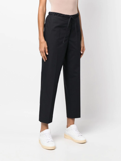 Shop Jil Sander Drawstring Cropped Trousers In Blue