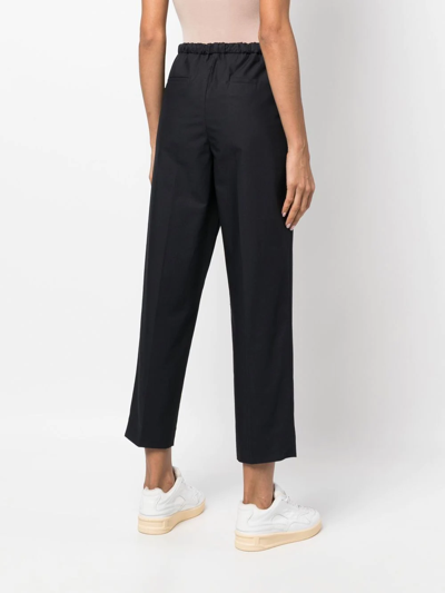 Shop Jil Sander Drawstring Cropped Trousers In Blue