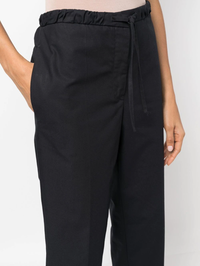 Shop Jil Sander Drawstring Cropped Trousers In Blue