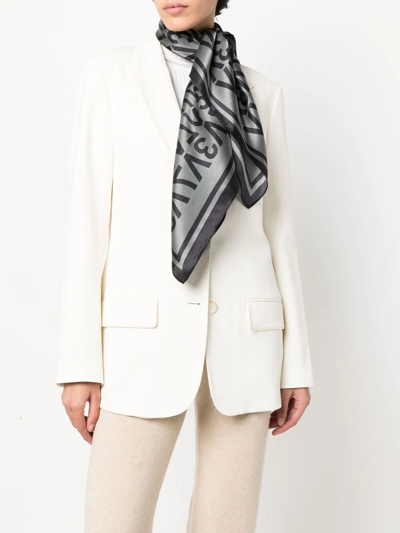 Shop V73 Logo-embroidered Silk Scarf In Grey