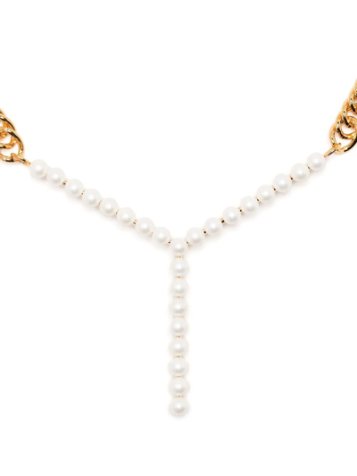 Shop Y/project Chain-link & Pearl Necklace In Gold