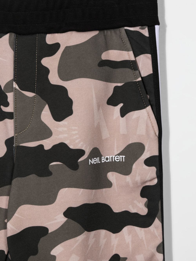 Shop Neil Barrett Teen Camouflage-print Cotton Trousers In Neutrals