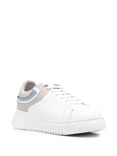 Shop Emporio Armani Embossed-logo Low-top Sneakers In White