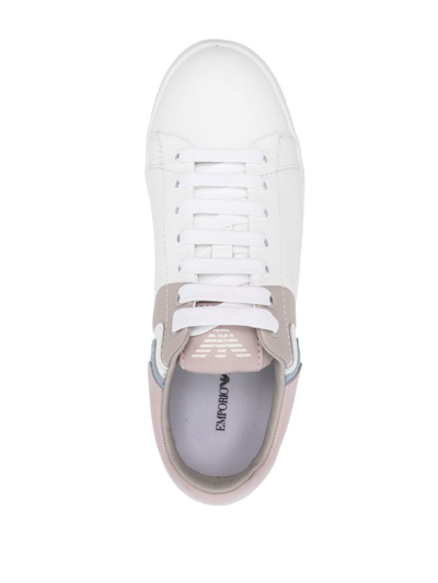 Shop Emporio Armani Embossed-logo Low-top Sneakers In White