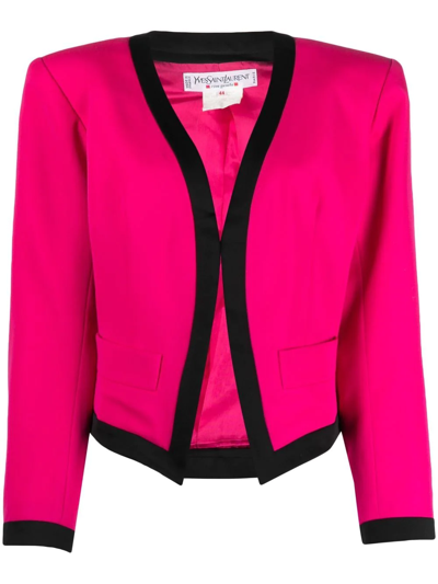 Pre-owned Saint Laurent Two-tone Open-front Blazer In Pink