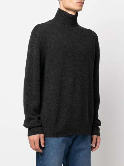 Vince Speckle-knit Roll-neck Jumper In Black