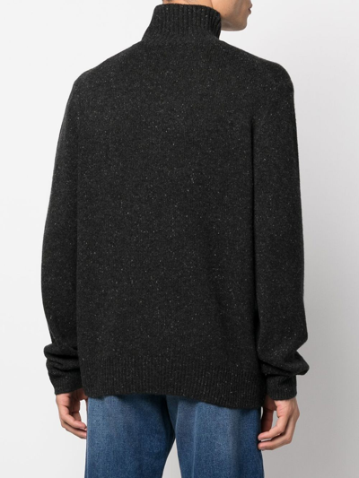Vince Speckle-knit Roll-neck Jumper In Black