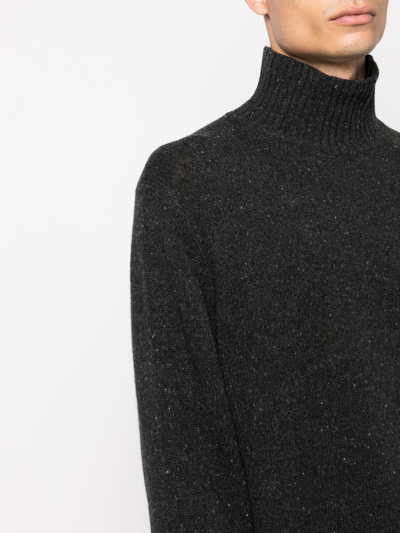 Vince Speckle-knit Roll-neck Jumper In Black