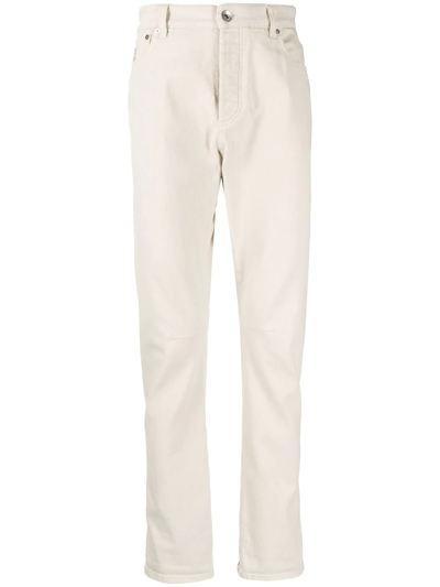 Shop Brunello Cucinelli Slim-fit Denim Jeans In White