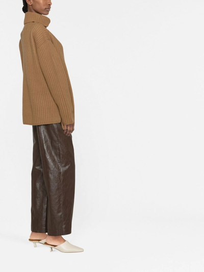 Joseph Ribbed Roll Neck Jumper In Brown