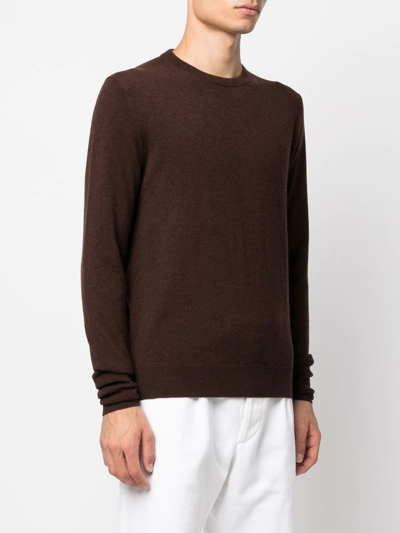 Shop Ballantyne Crew Neck Cashmere Jumper In Brown