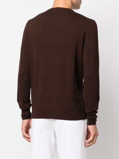 Shop Ballantyne Crew Neck Cashmere Jumper In Brown