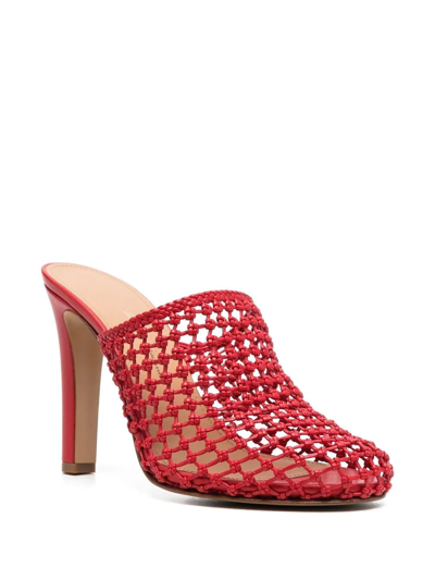 Ferragamo Ellas X5 Caged Leather Heel Mules In Red