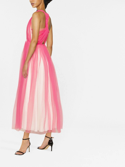 Shop Twinset Halterneck Tulle Midi Dress In Pink