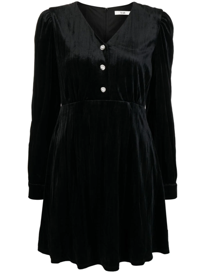 Shop B+ab Long-sleeved Velvet Minidress In Black