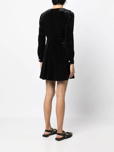 Shop B+ab Long-sleeved Velvet Minidress In Black
