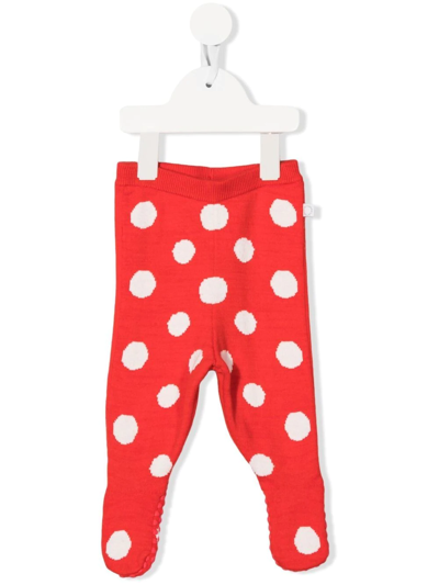 Shop Stella Mccartney Polka-dot Knit Leggings In Red