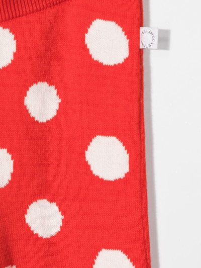 Shop Stella Mccartney Polka-dot Knit Leggings In Red